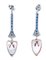 Platinum Dangle Earrings with Coral, Sapphires and Diamonds, 1960s, Set of 2 3