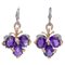 14 Karat White and Rose Gold Earrings with Amethysts and Diamonds, Set of 2 1