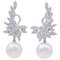 18 Karat White Gold Earrings with South-Sea Pearls and Diamonds, 1970s, Set of 2 1