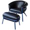 Grasso Armchair and Foot Stool in Leather by Stephen Burks, Set of 2 1