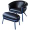 Grasso Armchair and Foot Stool in Leather by Stephen Burks, Set of 2, Image 1