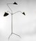 Lámpara de pie Mid-Century moderna en negro con tres brazos giratorios de Serge Mouille, Imagen 5