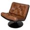 Fauteuil Space Age en Cuir Marron et Plastique Noir par Play, Italie, 1970s 1