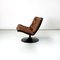 Italian Space Age Armchair in Brown Leather and Black Plastic by Play, 1970s 3