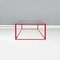 Italian Modern Coffee Table with Rectangular Glass Top and Red Metal, 1980s 3