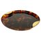 Round Serving Tray in Acrylic Glass, Faux Tortoiseshell and Brass, Italy, 1970s, Image 1