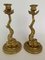 19th Century Napoleon III Triton Bronze Dore Candleholders, Set of 2 1