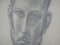 Mina Anselmi, Face of Man, 1940, Charcoal Drawing, Framed 6