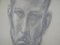 Mina Anselmi, Face of Man, 1940, Charcoal Drawing, Framed, Image 6