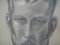 Mina Anselmi, Face of Man, 1940, Charcoal Drawing, Framed 11