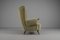 Large Green Italian Wood & Fabric Wingback Armchair, 1950s, Image 3