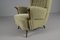 Large Green Italian Wood & Fabric Wingback Armchair, 1950s, Image 7