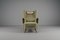 Large Green Italian Wood & Fabric Wingback Armchair, 1950s, Image 2