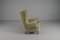 Large Green Italian Wood & Fabric Wingback Armchair, 1950s, Image 14