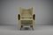 Grand Fauteuil à Oreilles en Bois et Tissu Vert, Italie, 1950s 13