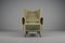 Large Green Italian Wood & Fabric Wingback Armchair, 1950s 13