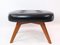 Danish Stool in Black Leather and Teak, 1960 4