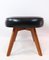 Danish Stool in Black Leather and Teak, 1960 7