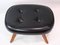 Danish Stool in Black Leather and Teak, 1960 3