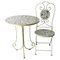 Mid-Century French Iron Mosaic Chair and Table, 1970s, Set of 2, Image 1