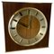Hollywood Regency Brass Wooden Table Clock Junghans Astra Quartz, Germany, 1970s 1