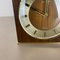 Hollywood Regency Brass Wooden Table Clock Junghans Astra Quartz, Germany, 1970s 11