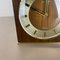 Hollywood Regency Brass Wooden Table Clock Junghans Astra Quartz, Germany, 1970s, Image 11