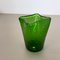Jarrón Bullicante de cristal de Murano verde, años 70, Imagen 7