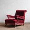 Vintage Lounge Chair in Red Velvet by C.V.S 1