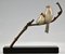 Andre Vincent Becquerel, Oiseaux Art Déco sur une Branche, 1930, Bronze & Marbre 2