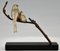 Andre Vincent Becquerel, Oiseaux Art Déco sur une Branche, 1930, Bronze & Marbre 7