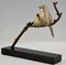 Andre Vincent Becquerel, Oiseaux Art Déco sur une Branche, 1930, Bronze & Marbre 3