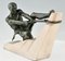 Max Le Verrier, Art Deco Skulptur Athlet mit Seil, 1937, Metall & Stein 3