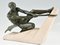 Max Le Verrier, Art Deco Skulptur Athlet mit Seil, 1937, Metall & Stein 2