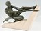 Max Le Verrier, escultura Art Déco de atleta con cuerda, 1937, metal y piedra, Imagen 2