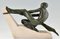 Max Le Verrier, Art Deco Skulptur Athlet mit Seil, 1937, Metall & Stein 5