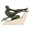 Max Le Verrier, Art Deco Skulptur Athlet mit Seil, 1937, Metall & Stein 1
