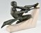 Max Le Verrier, Art Deco Skulptur Athlet mit Seil, 1937, Metall & Stein 7