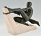 Max Le Verrier, Art Deco Sculpture Athlete with Rope, 1937, Metal & Stone 6