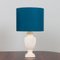 Large Italian Neoclassical Table Lamps with Deep Blue Linen Shades, 1980s, Set of 2 3