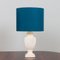 Large Italian Neoclassical Table Lamps with Deep Blue Linen Shades, 1980s, Set of 2, Image 3