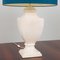 Large Italian Neoclassical Table Lamps with Deep Blue Linen Shades, 1980s, Set of 2, Image 4