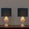 Large Italian Neoclassical Table Lamps with Deep Blue Linen Shades, 1980s, Set of 2 2