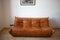 Pine Leather Togo Sofa and Pouf by Michel Ducaroy for Ligne Roset, 1970s, Set of 2, 4