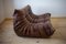 Vintage Brown Leather 2-Seat Togo Sofa attributed to Michel Ducaroy for Ligne Roset 3