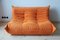 Orangefarbenes Togo 2-Sitzer Sofa aus Mikrofaser von Michel Ducaroy für Ligne Roset, 1970er 3