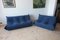 Blaues Togo 2- und 3-Sitzer Sofa aus Mikrofaser von Michel Ducaroy für Ligne Roset, 2er Set 1
