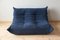 Set of Blue Microfiber Togo 2- and 3-Seat Sofa by Michel Ducaroy for Ligne Roset 7
