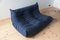 Blaues Togo 2- und 3-Sitzer Sofa aus Mikrofaser von Michel Ducaroy für Ligne Roset, 2er Set 4