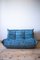 Blue Togo Corner Seat, Lounge Chair & 2-Seat Sofa by Michel Ducaroy for Ligne Roset, 1979, Set of 3 5